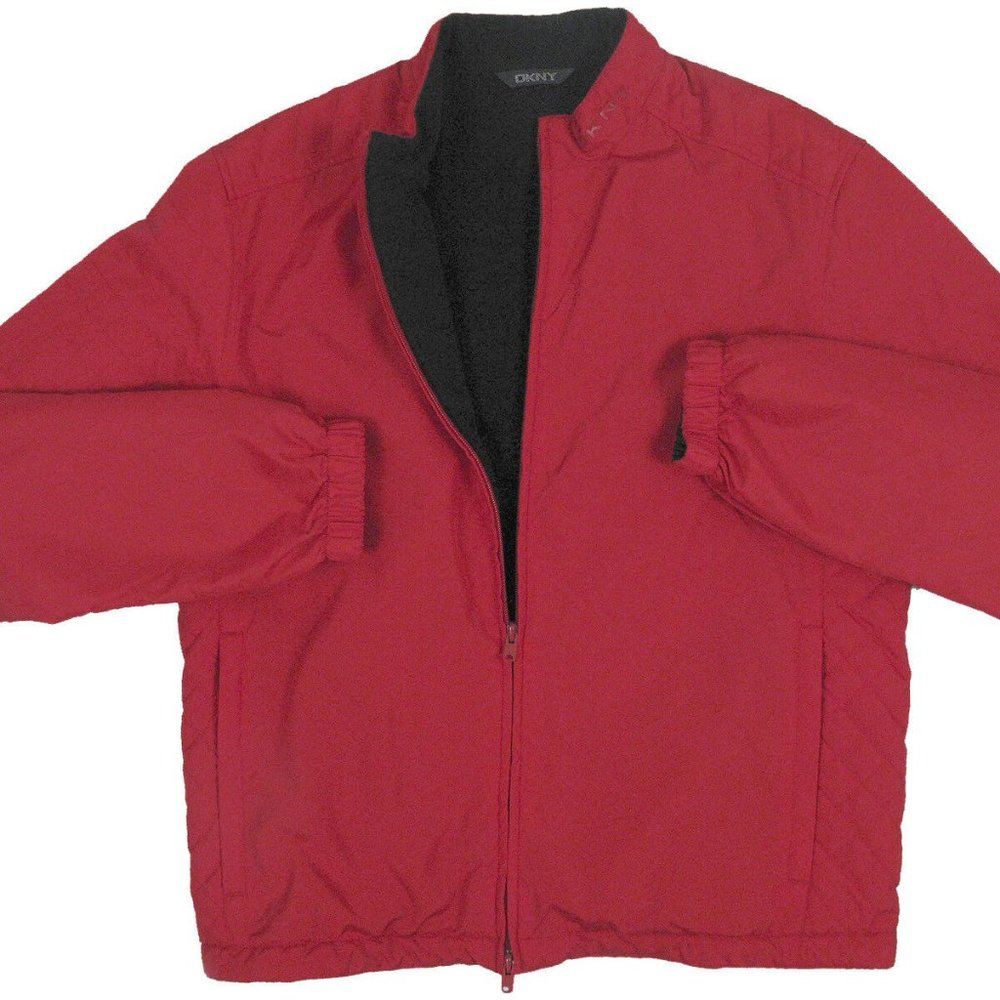NEW $285 Donna Karan DKNY Jacket!  Red  With Black Fleece Lining  Fall Weight